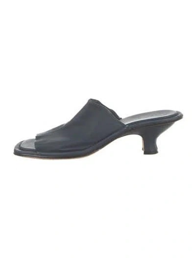 Pre-owned By Far Leather Slides In Blue