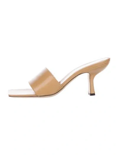 Pre-owned By Far Leather Slides In Brown