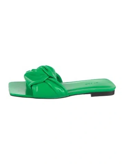 Pre-owned By Far Leather Slides In Green