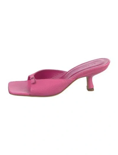 Pre-owned By Far Leather Slides In Pink