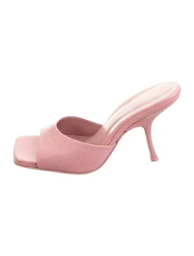 Pre-owned By Far Leather Slides In Pink