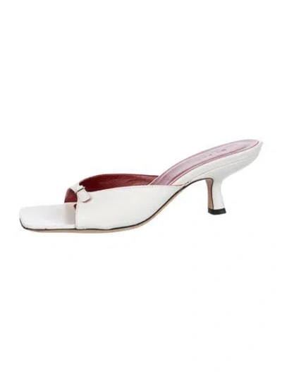 Pre-owned By Far Leather Slides In White