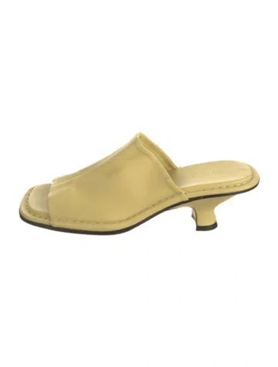 Pre-owned By Far Leather Slides In Yellow