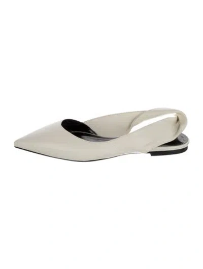 Pre-owned By Far Leather Slingback Flats In White