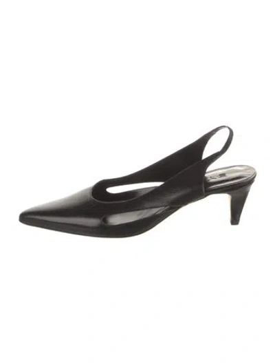 Pre-owned By Far Leather Slingback Pumps In Black