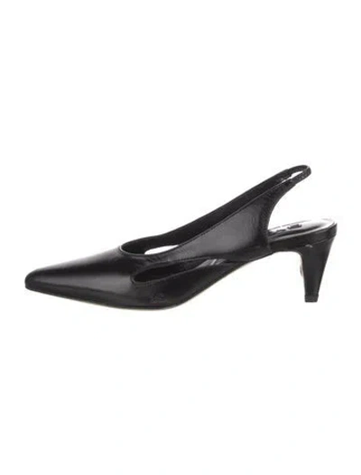 Pre-owned By Far Leather Slingback Pumps In Black