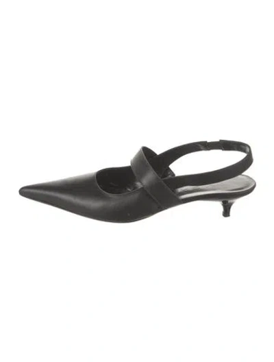 Pre-owned By Far Leather Slingback Pumps In Black