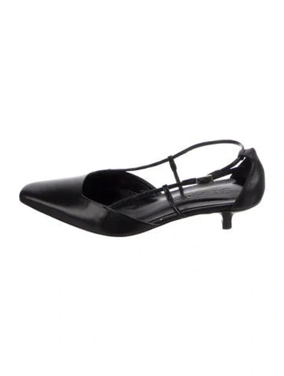 Pre-owned By Far Leather Slingback Pumps In Black