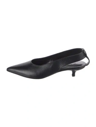 Pre-owned By Far Leather Slingback Pumps In Black