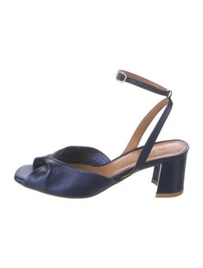 Pre-owned By Far Leather Slingback Pumps In Blue