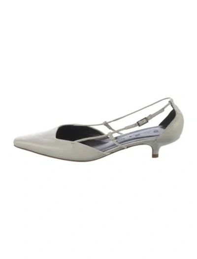 Pre-owned By Far Leather Slingback Pumps In White