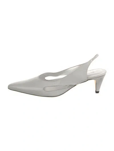 Pre-owned By Far Leather Slingback Pumps In White