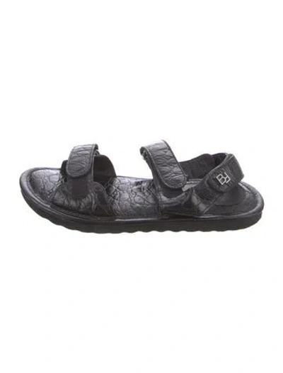 Pre-owned By Far Leather Slingback Sandals In Black