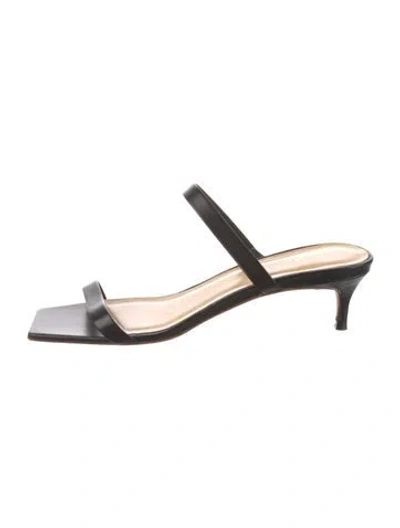 Pre-owned By Far Leather Slingback Sandals In Black