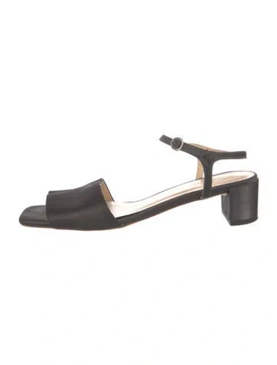 Pre-owned By Far Leather Slingback Sandals In Grey/metallic