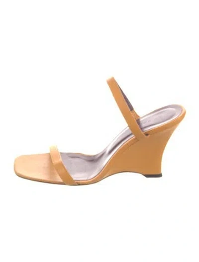 Pre-owned By Far Leather Slingback Sandals In Orange