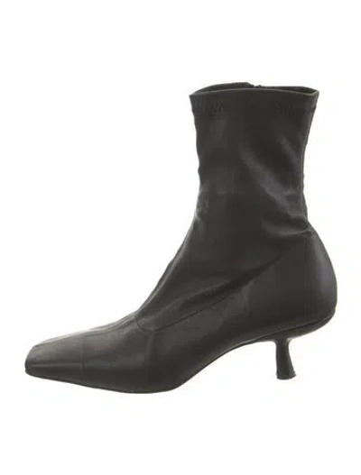 Pre-owned By Far Leather Sock Boots In Black