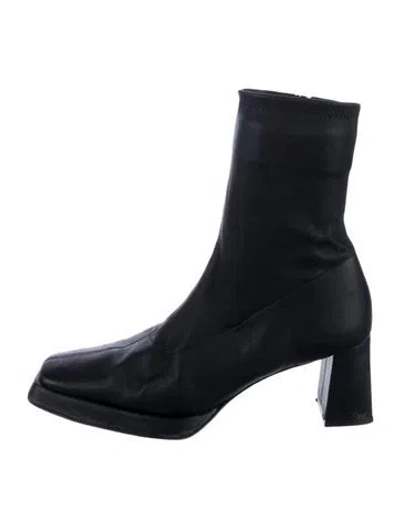 Pre-owned By Far Leather Sock Boots In Black