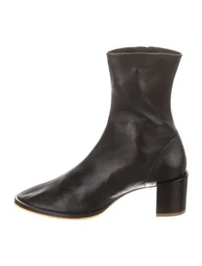 Pre-owned By Far Leather Sock Boots In Black