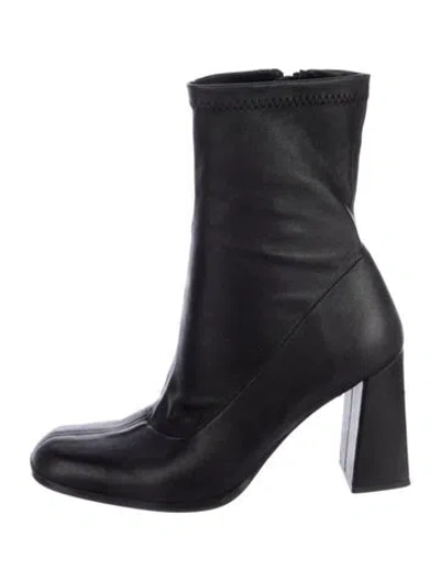 Pre-owned By Far Leather Sock Boots In Black