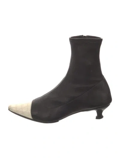Pre-owned By Far Leather Sock Boots In Black