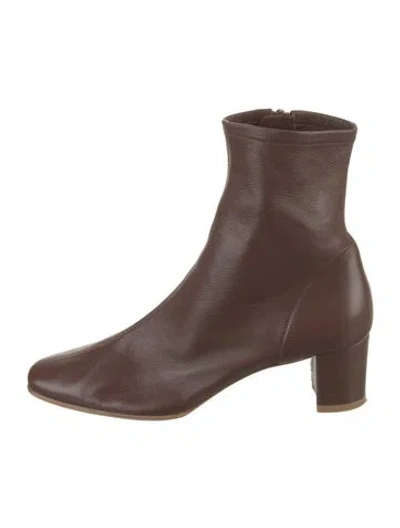 Pre-owned By Far Leather Sock Boots In Brown