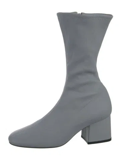 Pre-owned By Far Leather Sock Boots In Gray