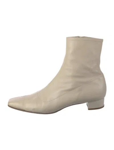 Pre-owned By Far Leather Sock Boots In Neutral