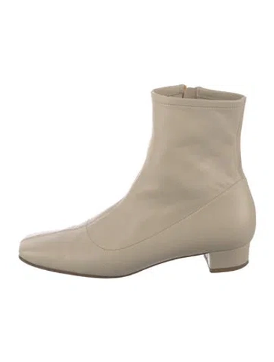 Pre-owned By Far Leather Sock Boots In Neutral