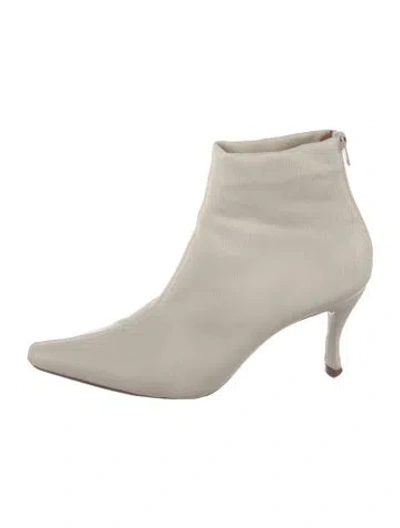 Pre-owned By Far Leather Sock Boots In Neutral