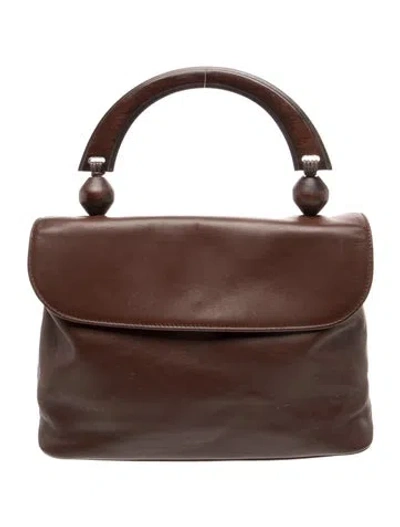 Pre-owned By Far Leather Top Handle Bag In Brown