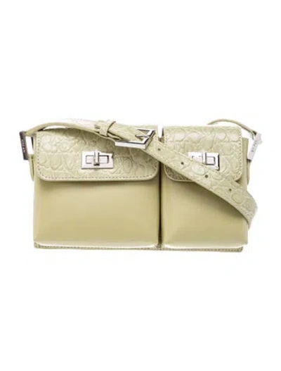 Pre-owned By Far Leather Top Handle Bag In Green