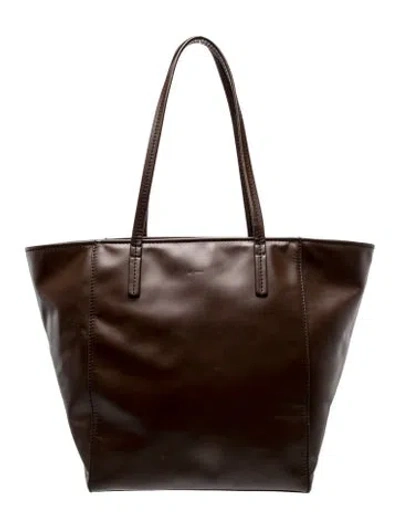 Pre-owned By Far Leather Tote In Brown