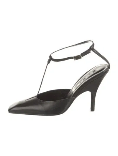 Pre-owned By Far Leather T-strap Pumps In Black