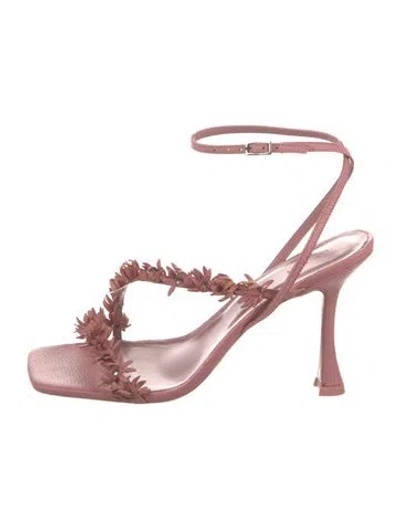 Pre-owned By Far Leather T-strap Sandals In Pink