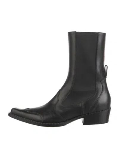 Pre-owned By Far Leather Western Boots In Black