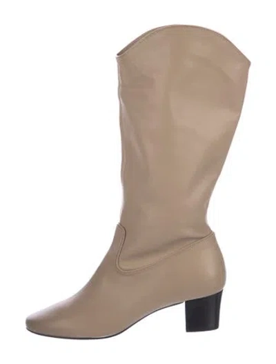 Pre-owned By Far Leather Western Boots In Neutral