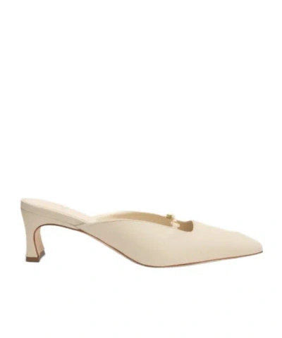 By Far Leda Sculpted Chain Leather Mules In Neutral