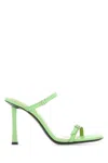 By Far Light Green Leather Flick Mules In Neutral