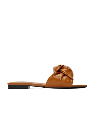 By Far Lima Knot-detailed Slip-on Sandals In Brown