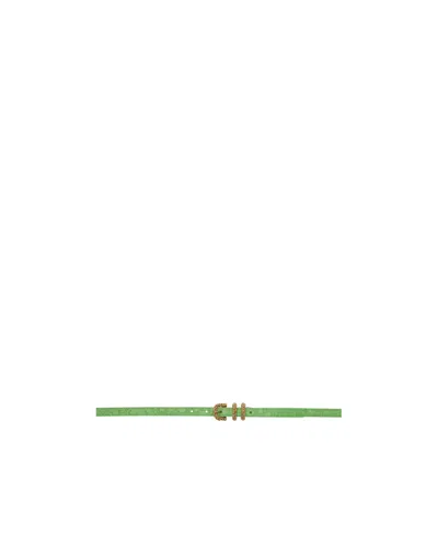 By Far Logo Belt In Green