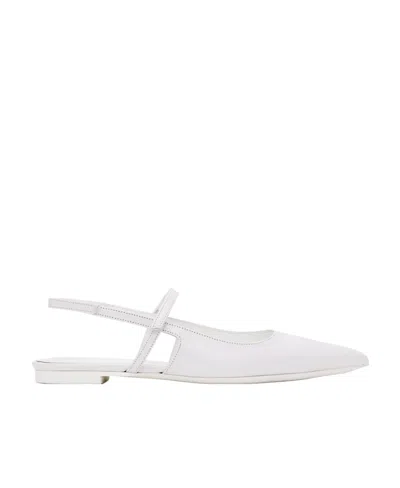 By Far Logo Embossed Ballet Shoes In White