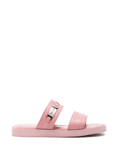 By Far Logo-plaque Double-strap Sandals In Pink