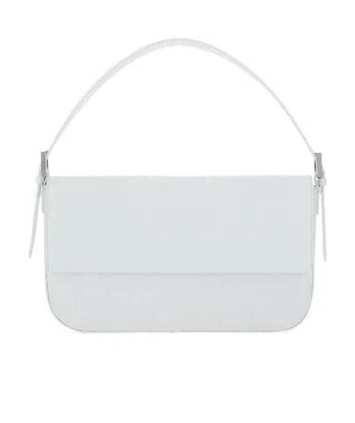 By Far Manu Embossed-leather Shoulder Bag In White