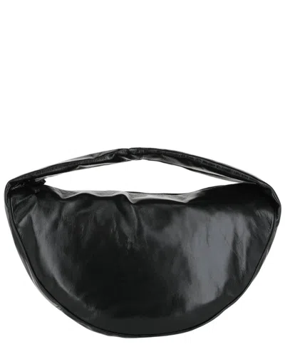 By Far Maxi Creased Leather Shoulder Bag In Black