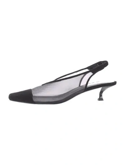 Pre-owned By Far Mesh Slingback Pumps In Black