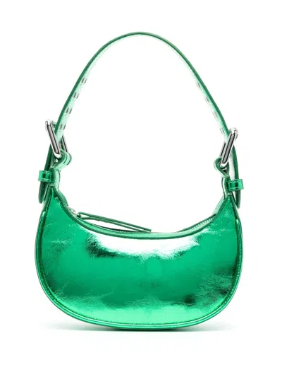 By Far Metallic-effect Tote Bag In Green