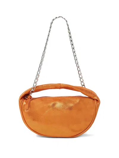 By Far Metallic-leather Shoulder Bag In Orange