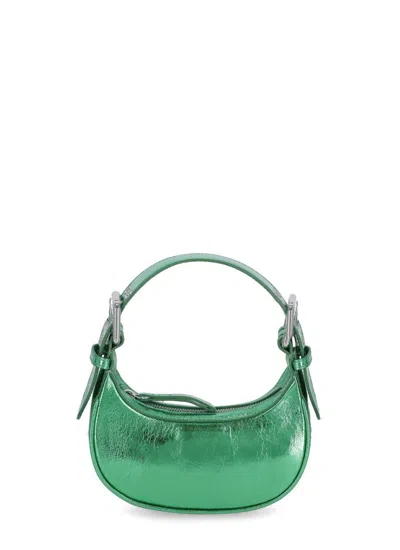 By Far Metallic Zipped Shoulder Bag In Green