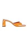 By Far Michele Patent Block-heel Sandals In Orange